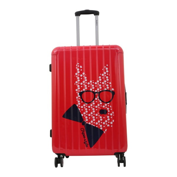 Červený cestovní kufr LULU CASTAGNETTE Dog, 107 l