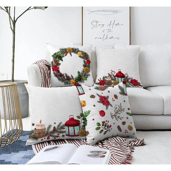 Povlaky na polštáře v sadě 4 ks s vánočním motivem 43x43 cm Merry Christmas – Mila Home