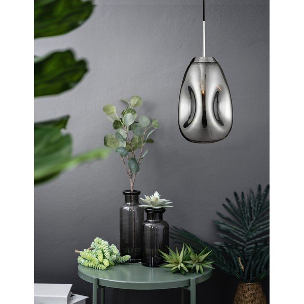 Skleněné závěsné svítidlo v leskle stříbrné barvě ø 22 cm Lava – Nova Luce-image-1