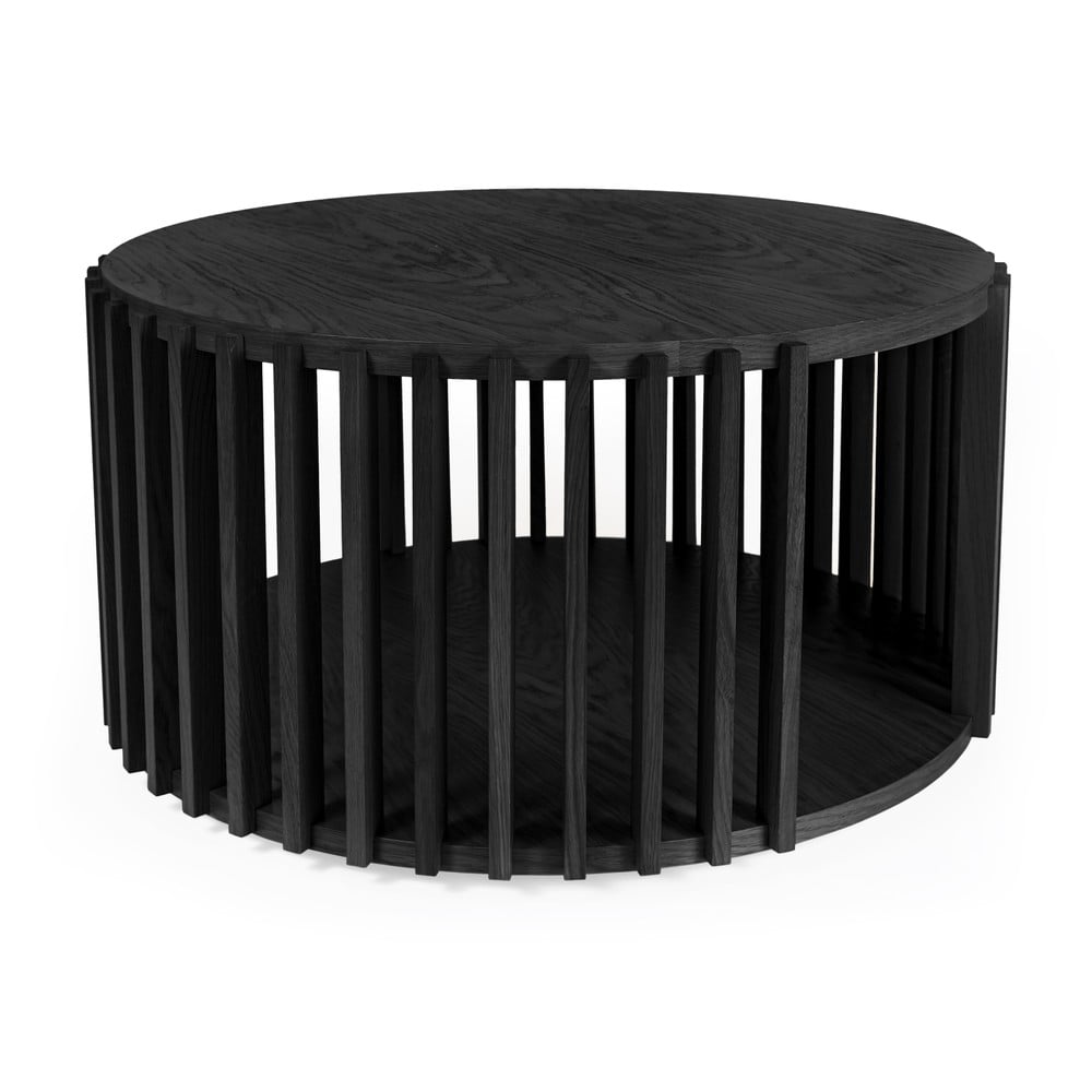 Černý konferenční stolek z dubového dřeva Woodman Drum, ø 83 cm