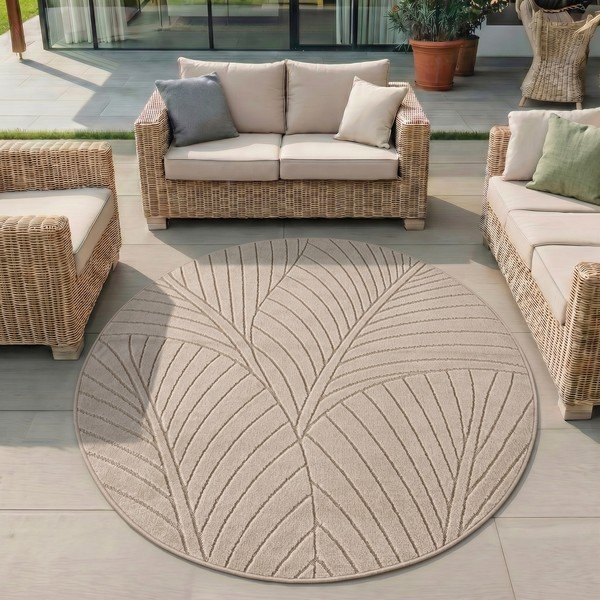 Béžový kulatý vnitřní a venkovní koberec ø 80 cm Nova 1203 – Ayyildiz Carpets-image-1