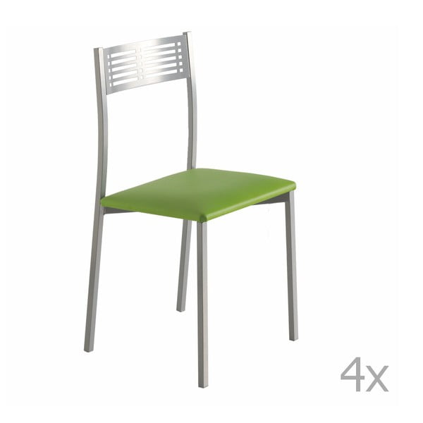 Sada 4 zelených jídelních židlí Pondecor Fidel