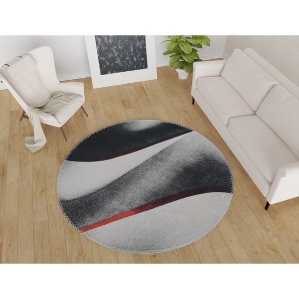 Černo-bílý pratelný kulatý koberec ø 80 cm – Vitaus-image-1