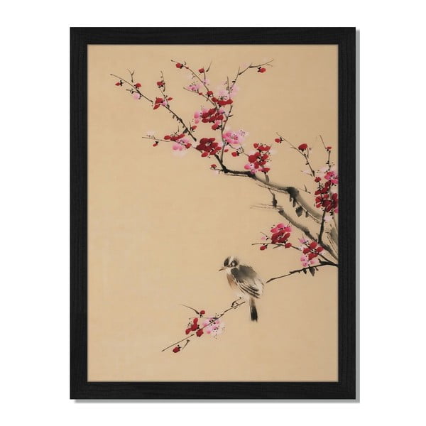 Obraz v rámu Liv Corday Asian Bloosom & Bird, 30 x 40 cm