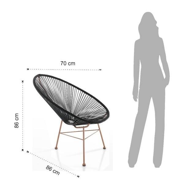 Černé zahradní křeslo z umělého ratanu Numana – Tomasucci-image-3