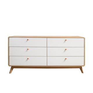 Nízká komoda v dekoru dubu v bílo-přírodní barvě 150x74 cm Caitlin – Støraa