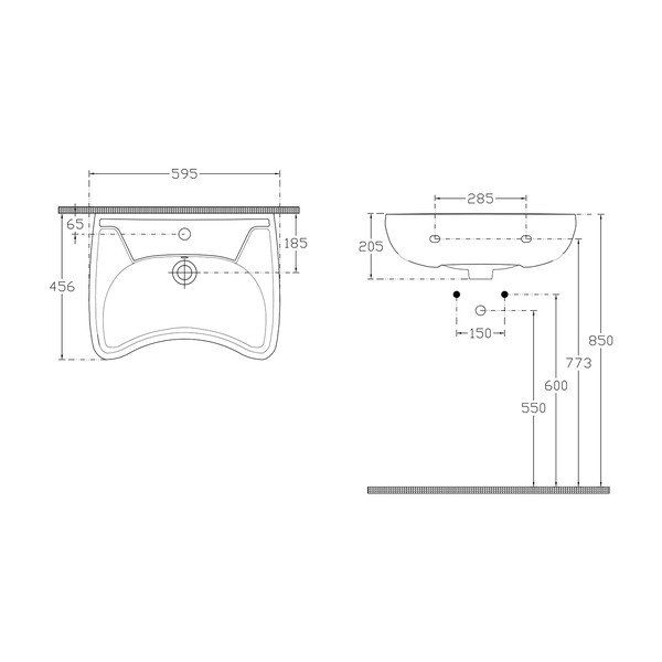 Bílé keramické umyvadlo 59x45,5 cm Handicap – Sapho-image-3