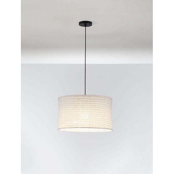 Bílé lněné závěsné svítidlo ø 50 cm Linnet – Nova Luce-image-2