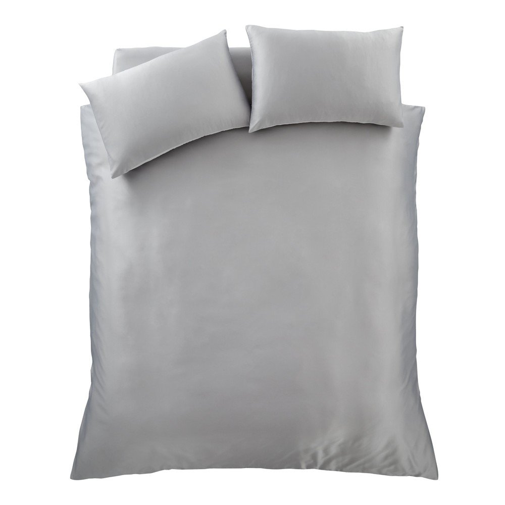 Šedé saténové povlečení na dvoulůžko/prodloužené 230x220 cm Silky Soft – Catherine Lansfield