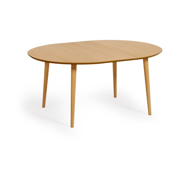 Rozkládací jídelní stůl v dekoru dubu v přírodní barvě ø 120 cm Oqui – Kave Home-image-2