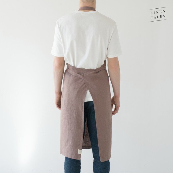 Starofialová lněná zástěra Linen Tales Chef, délka 100 cm-image-2