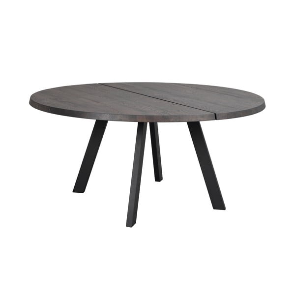 Tmavě hnědý kulatý jídelní stůl z dubového dřeva Rowico Freddie, ø 160 cm