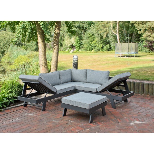 Šedý hliníkový zahradní lounge set pro 4 Donna – Garden Pleasure-image-2