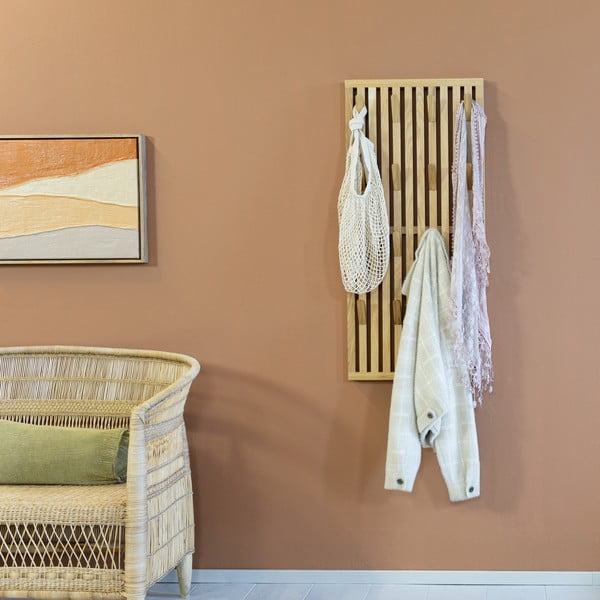 Věšákový panel z dubového dřeva v přírodní barvě 46x100x8 cm Parco – Spinder Design-image-4