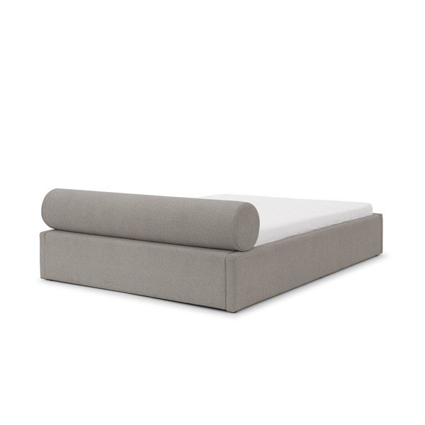 Světle šedá čalouněná dvoulůžková postel s úložným prostorem s roštem 140x200 cm Cille – Ropez-image-3