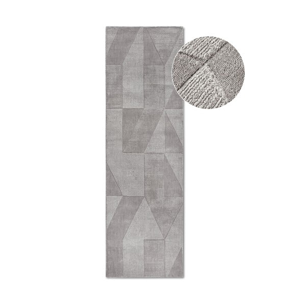 Šedý ručně tkaný vlněný běhoun 80x250 cm Ursule – Villeroy&Boch