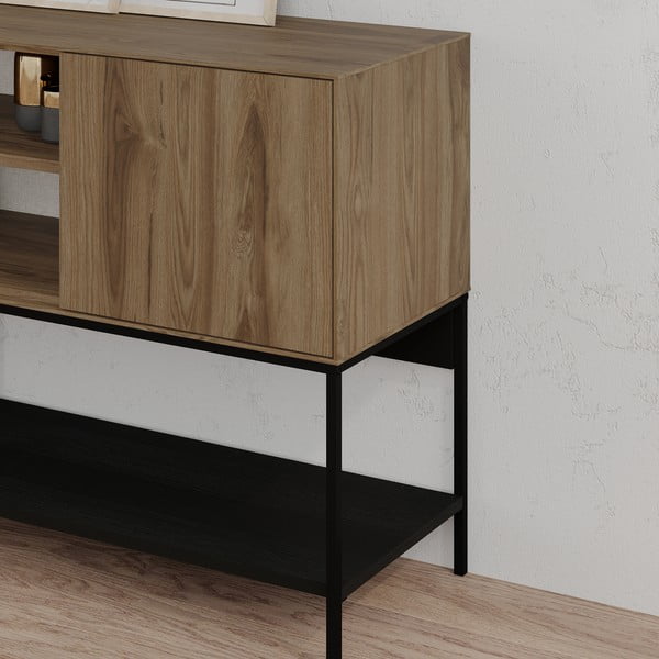Komoda v dekoru dubu v černo-přírodní barvě 180x80x40 cm Amira – Marckeric-image-4