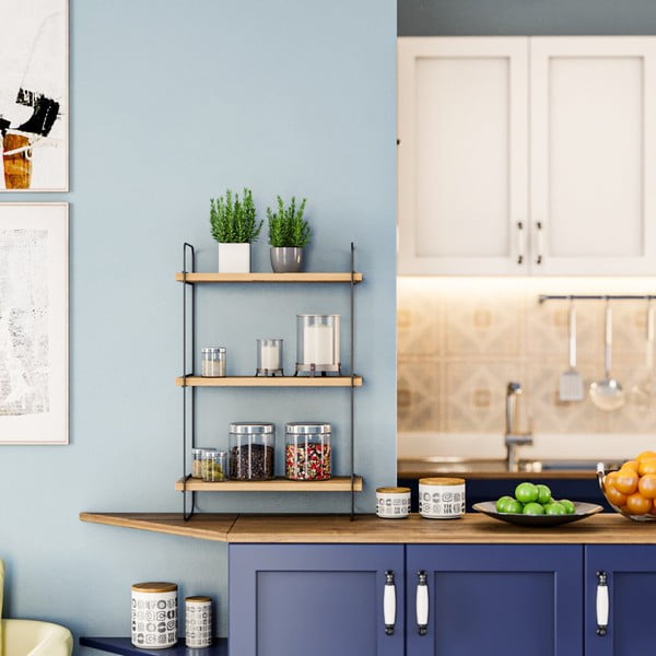 Patrová police v dekoru dubu v přírodní barvě 40 cm Pulalis – Kalune Design-image-2