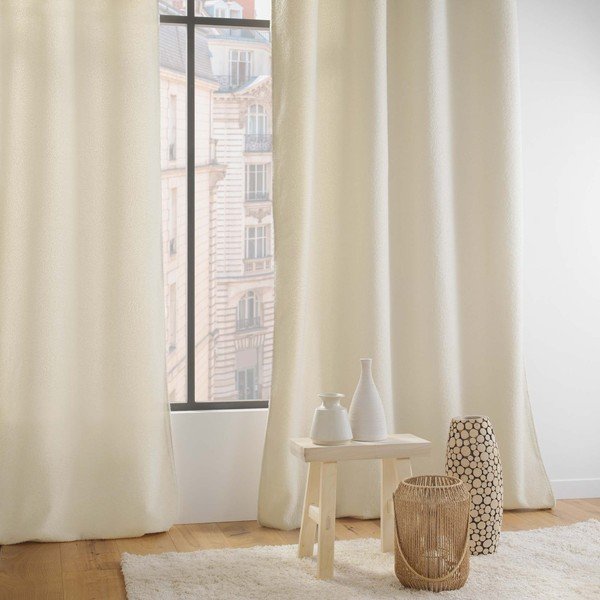 Krémový závěs z materiálu bouclé 140x240 cm Wooly – douceur d'intérieur-image-2