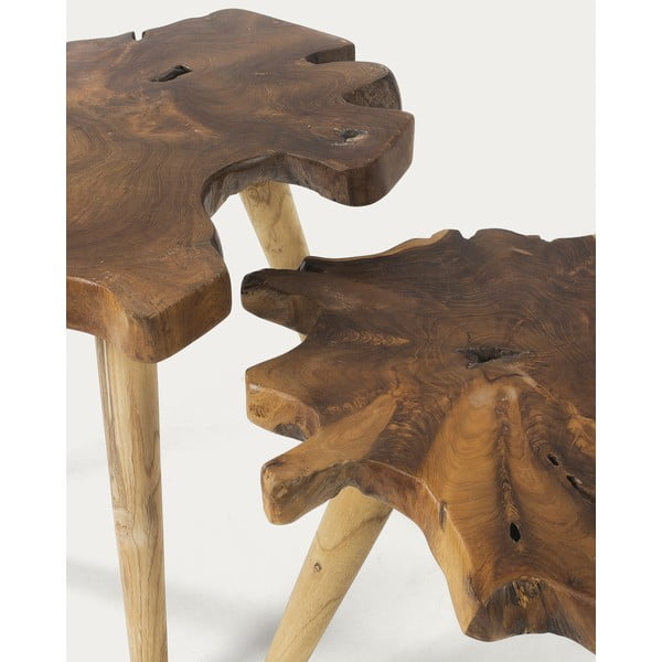 Odkládací stolky v sadě 2 ks z teakového dřeva 50x60 cm Hattie – Kave Home-image-1