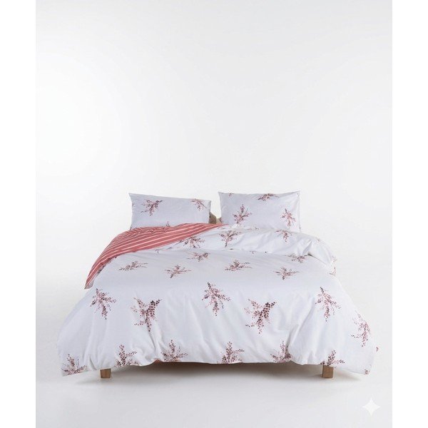 Bílé/růžové povlečení na jednolůžko z bavlny Renforcé 140x200 cm Breeze Floral – Mila Home Luxury