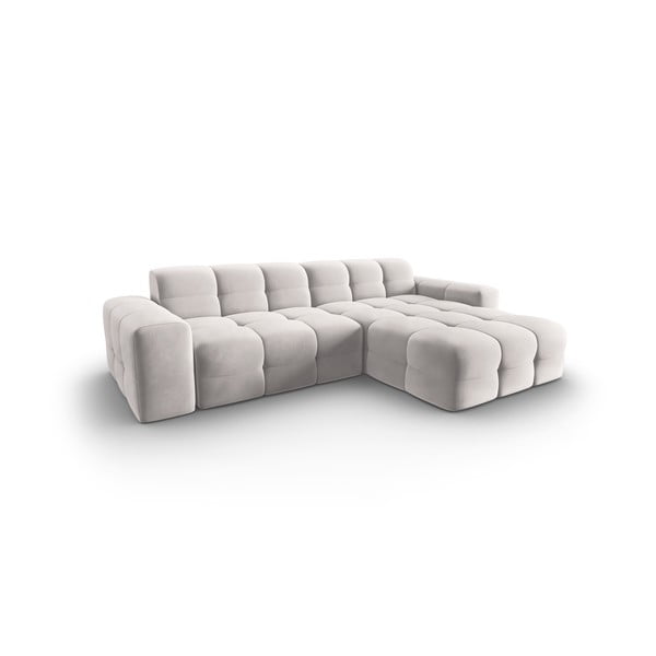 Světle šedá sametová rohová pohovka (pravý roh) Kendal – Micadoni Home-image-3