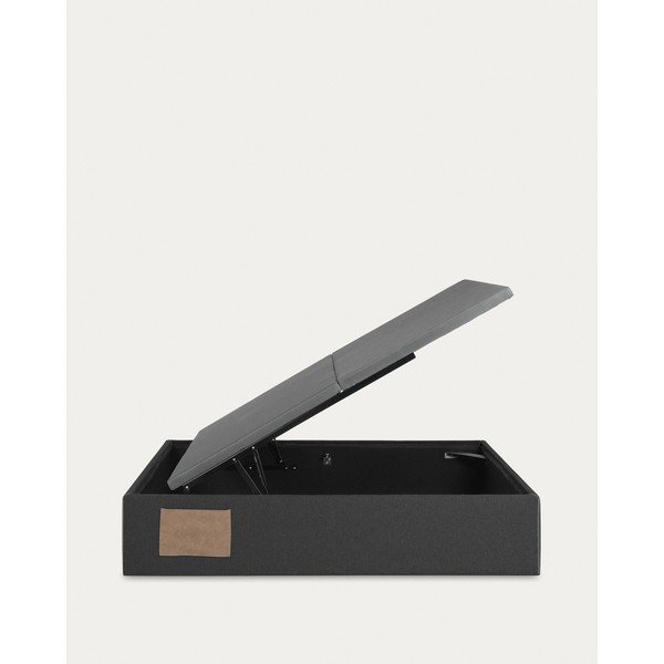 Černá čalouněná dvoulůžková postel s úložným prostorem 160x200 cm Matters – Kave Home-image-4