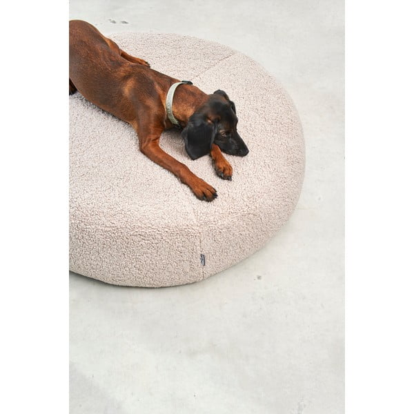 Béžový pelíšek pro psa z materiálu bouclé ø 90 cm Senso Pouffe Greige M/L – MiaCara-image-1
