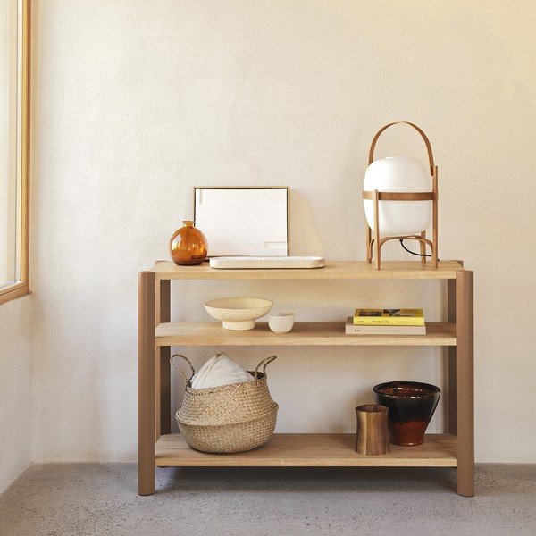 Regál v dekoru dubu v cihlové barvě/ve světle přírodní barvě 126x84x43 cm Bona – Teulat-image-1