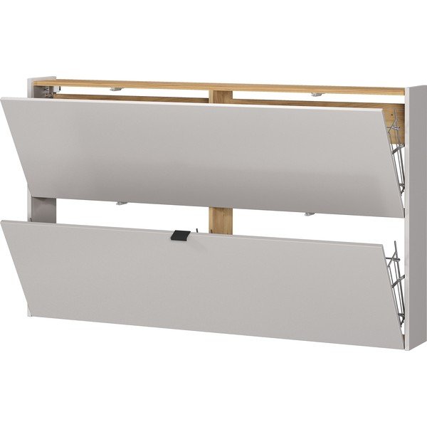 Krémový výklopný/závěsný botník v dekoru dubu 140x83x18 cm Ameca – Germania-image-3