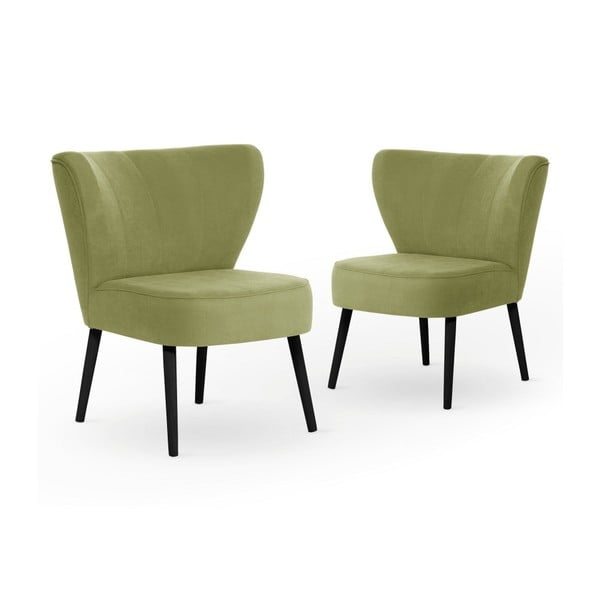 Sada 2 jablkově zelených jídelních židlí s černými nohami My Pop Design Hamilton