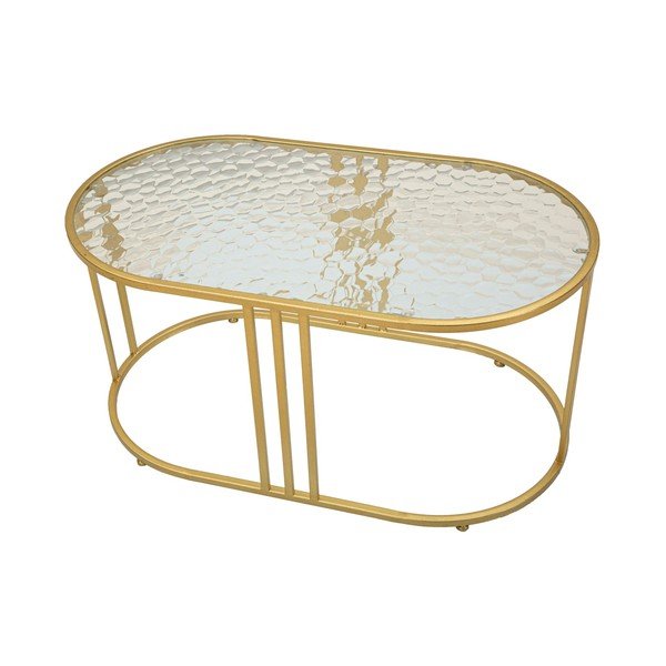 Bílý/ve zlaté barvě konferenční stolek se skleněnou deskou 50x90 cm Antalia – Mauro Ferretti-image-2