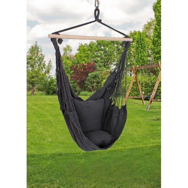 Černé polstrované závěsné zahradní křeslo Tobago – Garden Pleasure-image-1