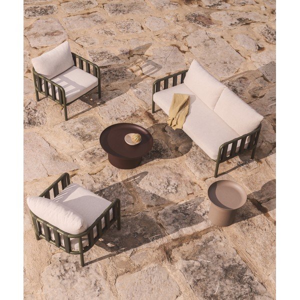 Zelený/béžový hliníkový zahradní lounge set pro 4 osoby Omala – Kave Home-image-1