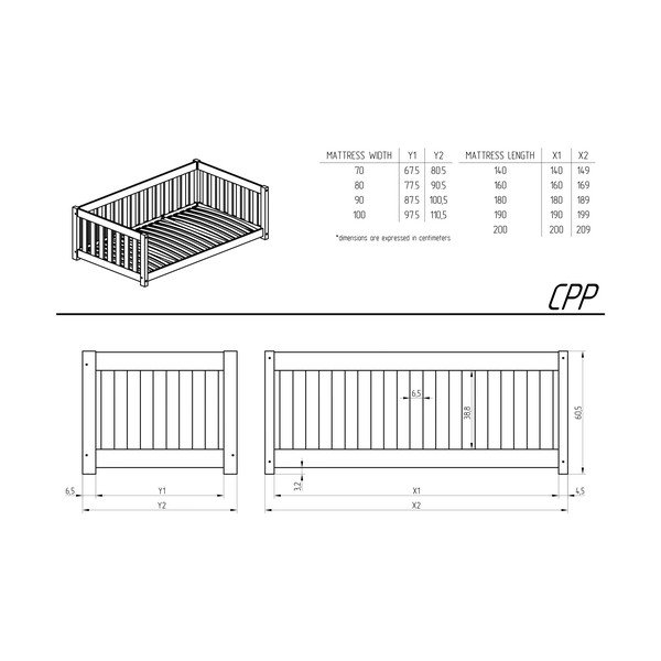 Dětská postel s výsuvným lůžkem s úložným prostorem s roštem v přírodní barvě 80x200 cm CPP – Adeko-image-2