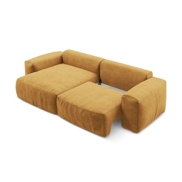 Žinylková rozkládací rohová pohovka v hořčicové barvě (levý roh/s lenoškou) Kuki – Makamii-image-4