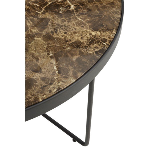Hnědý ocelový kulatý konferenční stolek ø 80 cm Gellina – Ellos Home-image-2