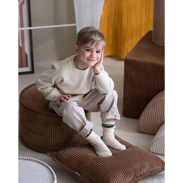 Hnědý manšestrový dětský pohovkový polštář Block – Wigiwama-image-2