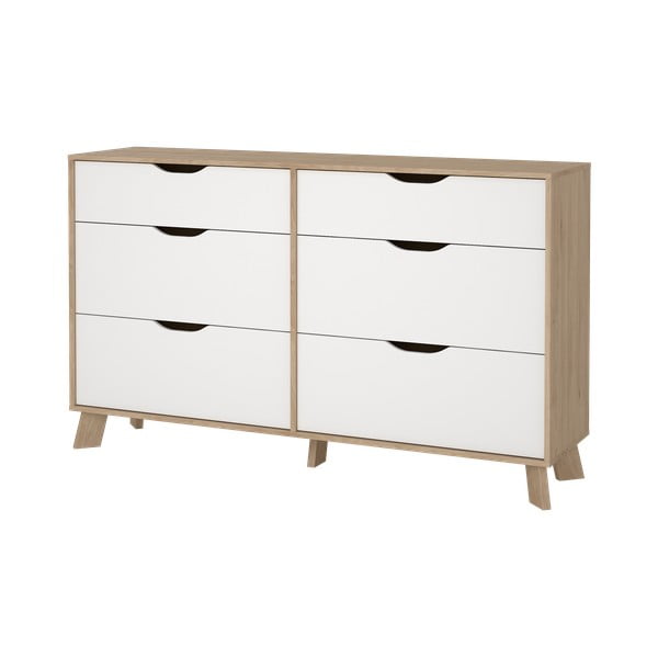 Bílá/v přírodní barvě komoda v dekoru dubu 156x92x40 cm Ikast – Tvilum-image-4
