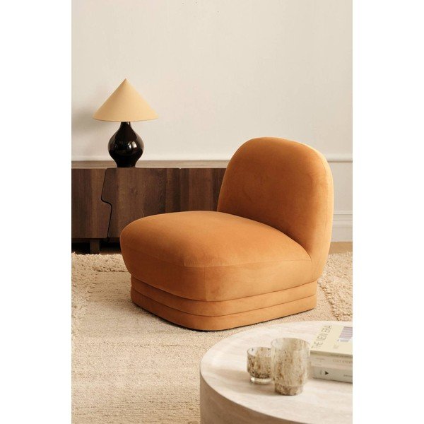 Oranžové sametové křeslo Cocos – Ellos Home-image-1