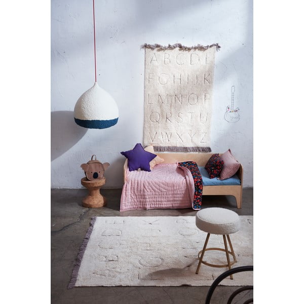 Krémový pratelný ručně tkaný bavlněný dětský koberec 90x130 cm ABC – Lorena Canals-image-4