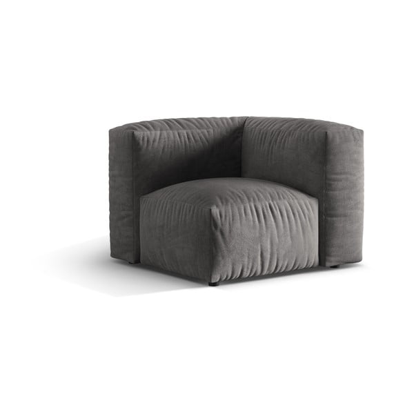 Šedý sametový modul pohovky (variabilní roh) Martina – Micadoni -image-1