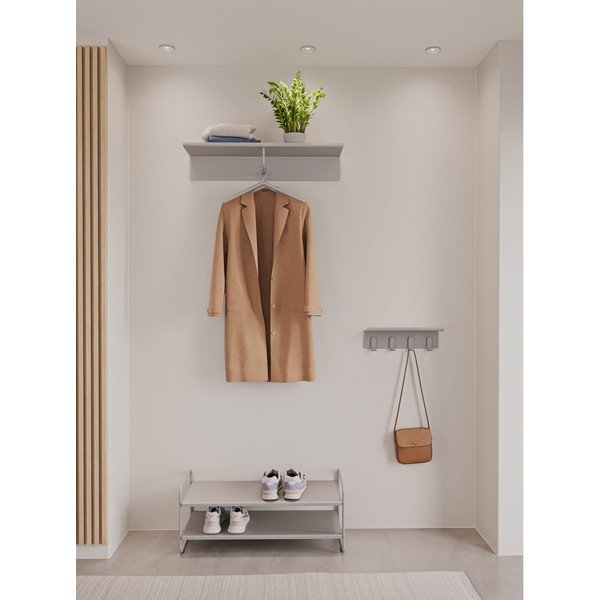 Světle šedý ocelový nástěnný věšák s poličkou 11,5 cm A-Hallway – Zone-image-1