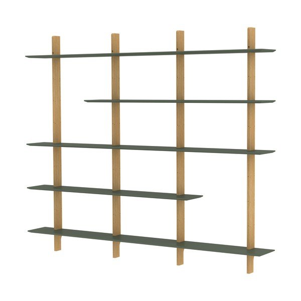 Zelený modulární policový systém v dekoru dubu 224x190 cm Bridge - Tenzo-image-3