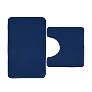 Tmavě modré WC koupelnové předložky z paměťové pěny v sadě 2 ks 50x80 cm Anti-Bacterial – Catherine Lansfield