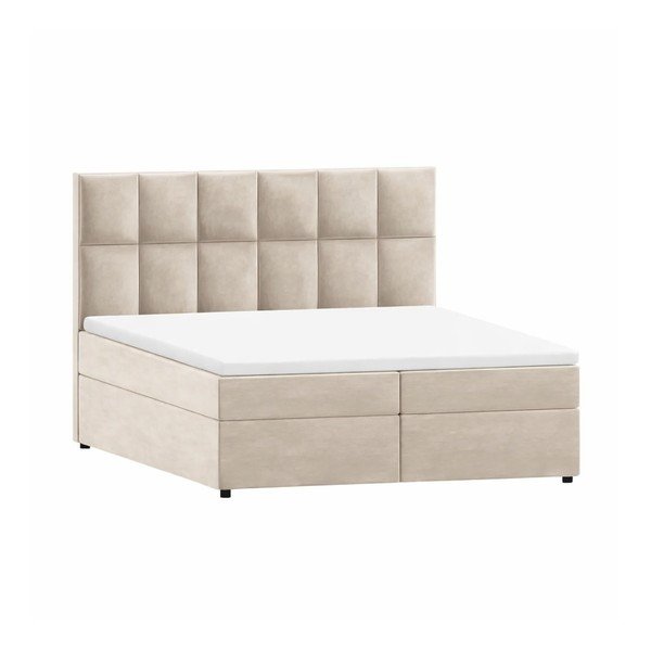 Béžová boxspring postel s úložným prostorem 180x200 cm Flip – Ropez