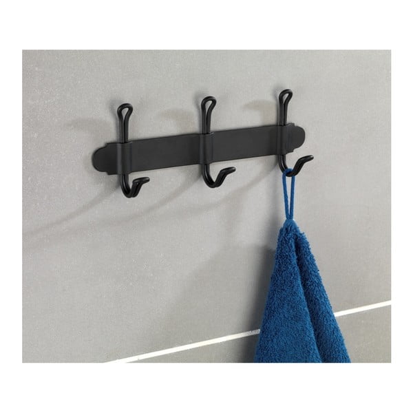 Černý trojitý samodržící nástěnný háček Wenko Nostalgia-image-1