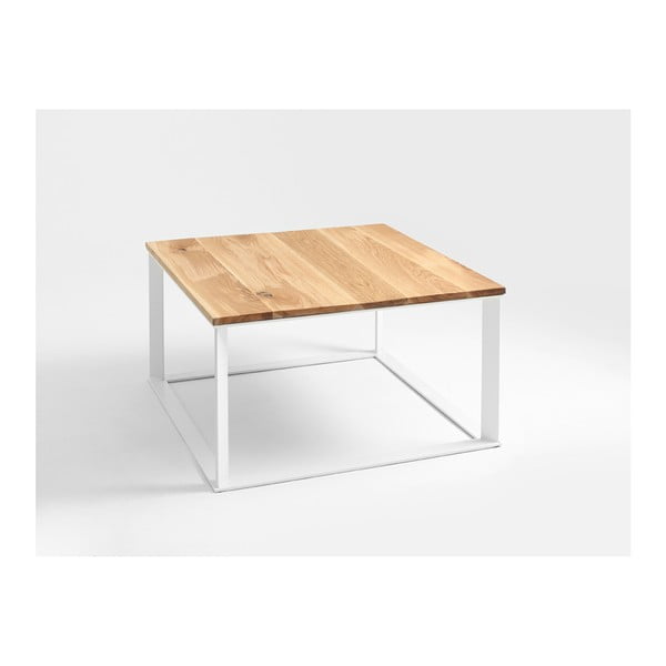 Konferenční stolek s bílým podnožím a dubovou deskou Custom Form Skaden
