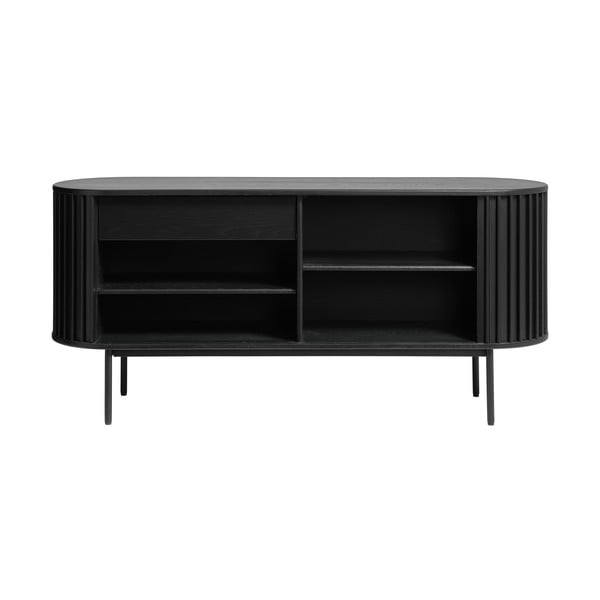 Černá nízká komoda v dekoru dubu s posuvnými dveřmi 73x160 cm Siena – Unique Furniture-image-4