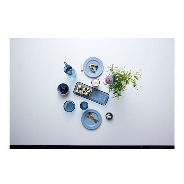 Modrý skleněný servírovací talíř 14x38 cm Kusintha – Bitz-image-2